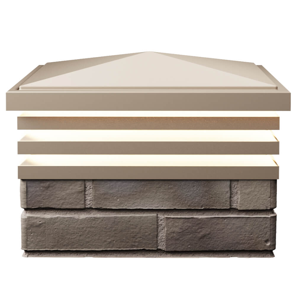 Колпак Zking Бона ХайТек Бежевый на столб 1.5х1.5 кирпича (385х385мм) с подсветкой в Раменском фото