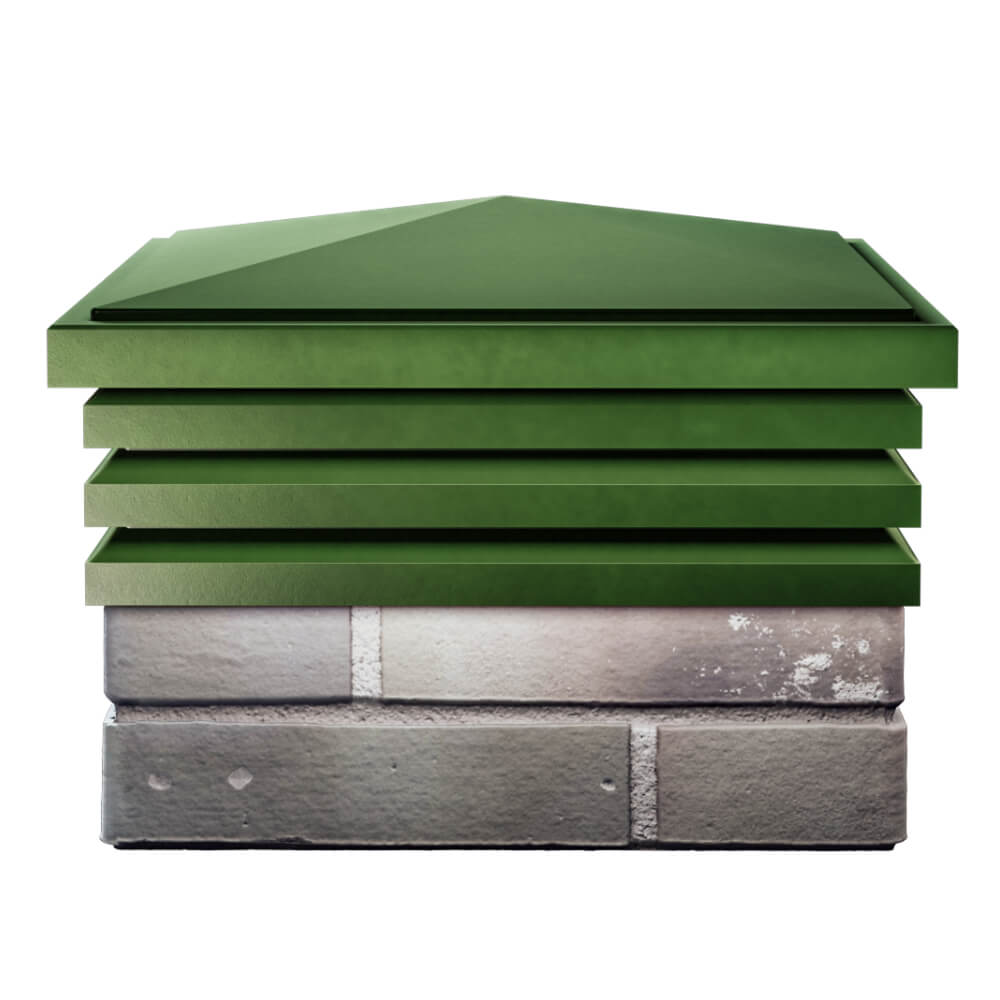 Колпак Zking Бона ХайТек Зеленый на столб 1.5х1.5 кирпича (385х385мм) Раменское фото