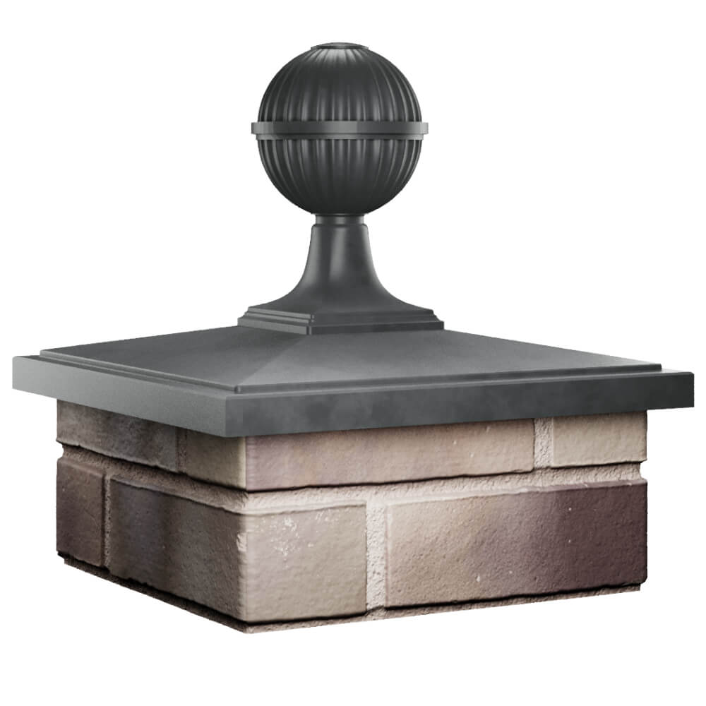 Колпак Zking БонаМоно Серый с шаром на столб 1.5х1.5 кирпича (385х385, 400х400мм) в сборе в Раменском фото