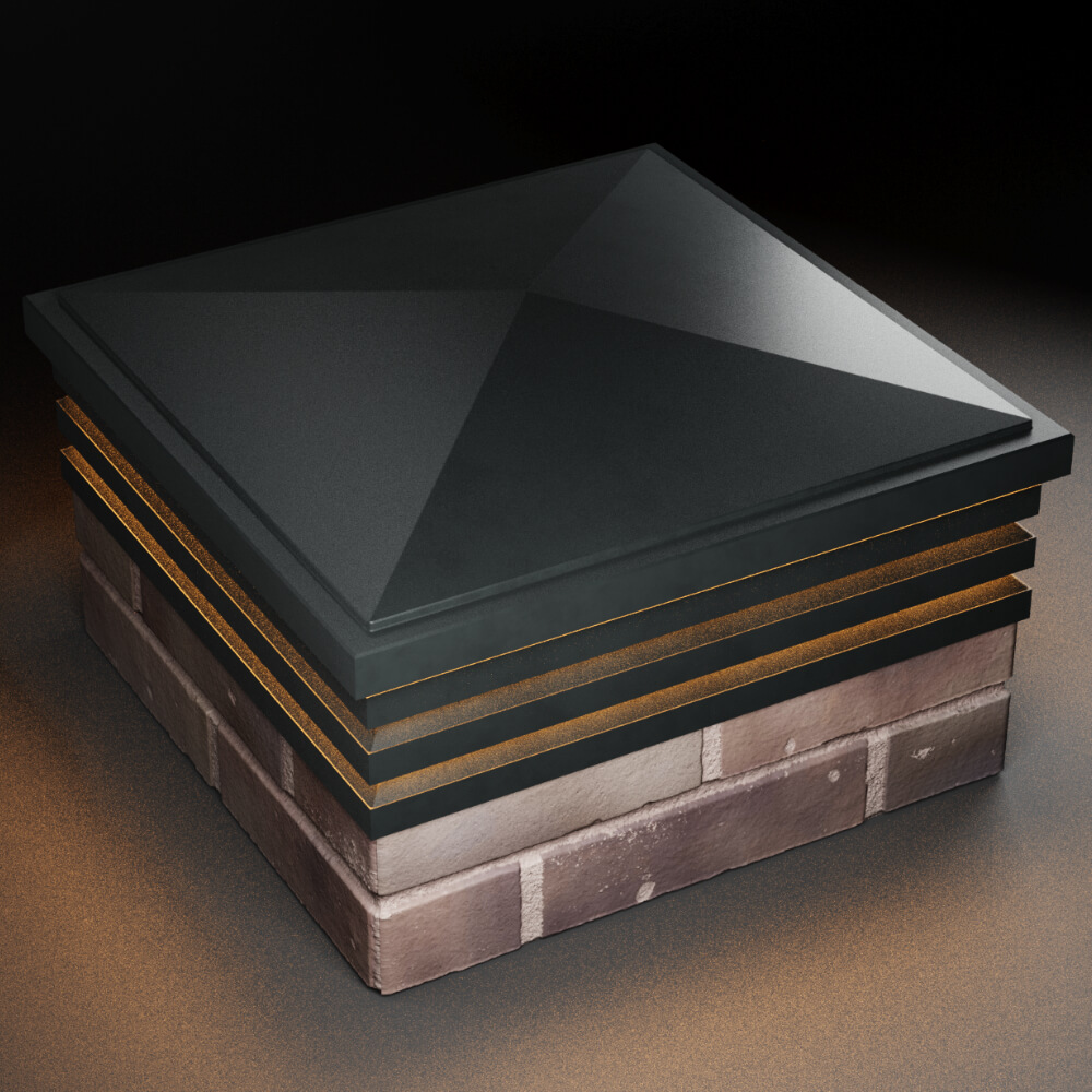 Колпак Zking Бона ХайТек Черный на столб 2х2 кирпича (513х513мм) с подсветкой в Раменском фото