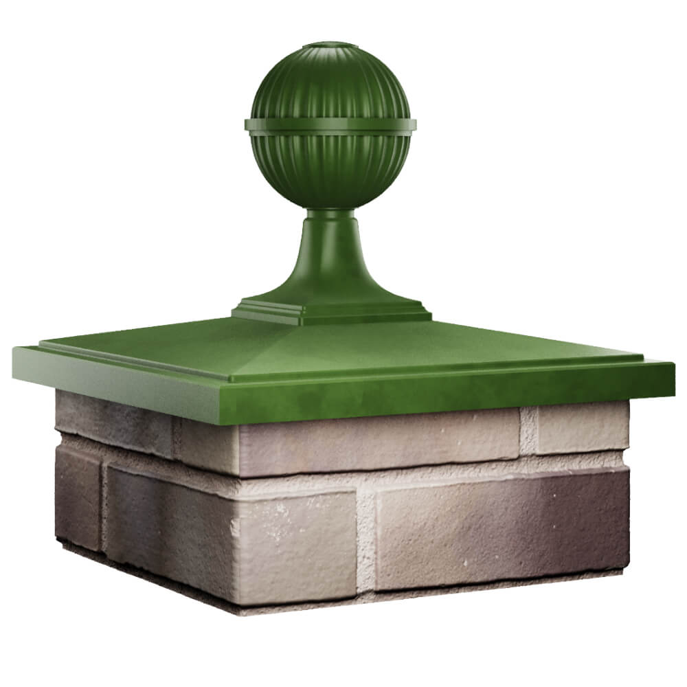 Колпак Zking БонаМоно Зеленый с шаром на столб 1.5х1.5 кирпича (385х385, 400х400мм) в сборе в Раменском фото