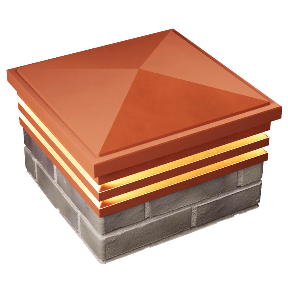 Колпак Zking Бона ХайТек Красный на столб 1.5х1.5 кирпича (385х385мм) с подсветкой в Раменском фото