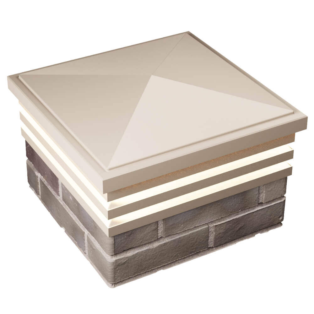 Колпак Zking Бона ХайТек Бежевый на столб 1.5х1.5 кирпича (385х385мм) с подсветкой в Раменском фото