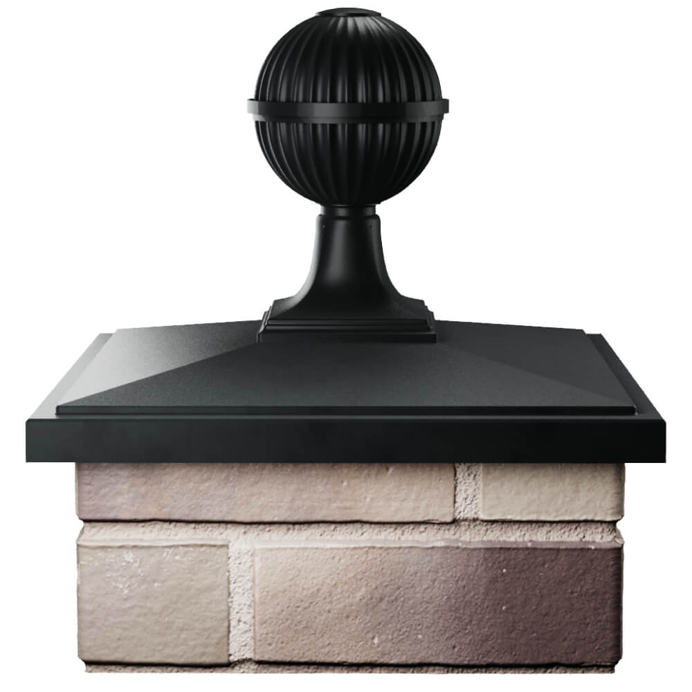 Колпак Zking БонаМоно Черный с шаром на столб 1.5х1.5 кирпича (385х385, 400х400мм) в сборе Раменское фото