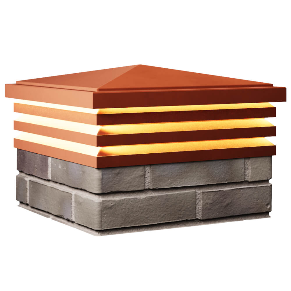 Колпак Zking Бона ХайТек Красный на столб 1.5х1.5 кирпича (385х385мм) с подсветкой в Раменском фото