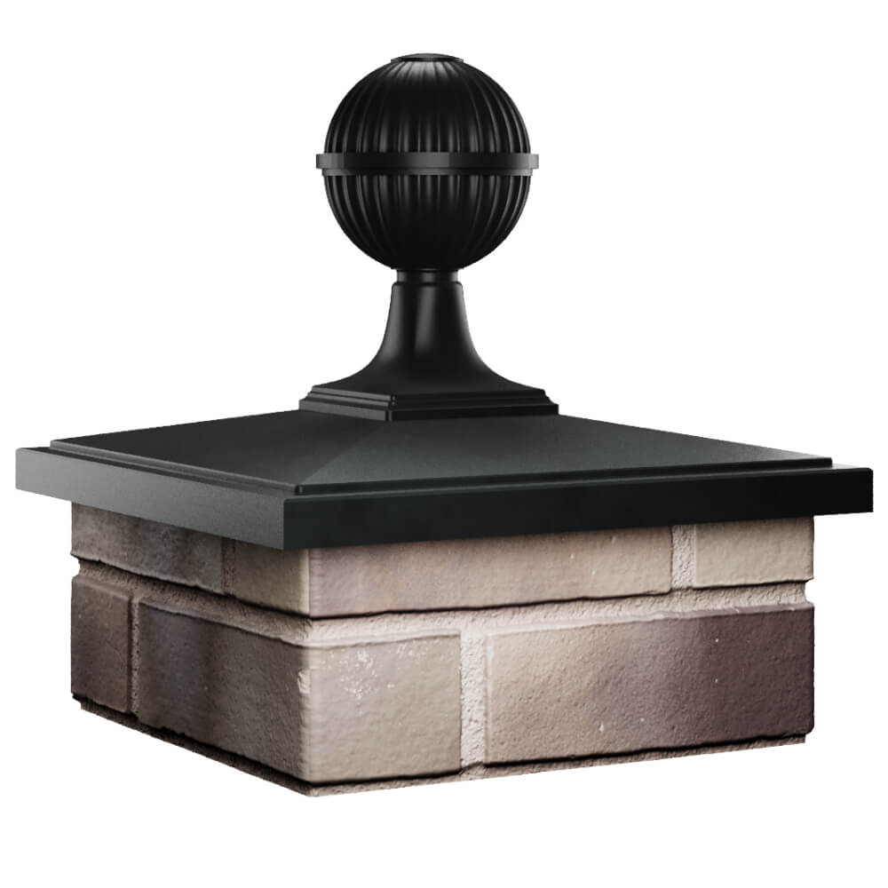Колпак Zking БонаМоно Черный с шаром на столб 1.5х1.5 кирпича (385х385, 400х400мм) в сборе в Раменском фото