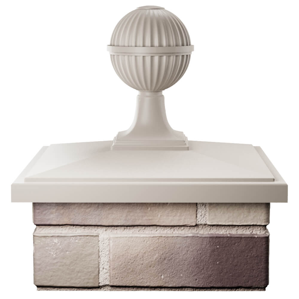 Колпак Zking БонаМоно Бежевый с шаром на столб 1.5х1.5 кирпича (385х385, 400х400мм) в сборе Раменское фото