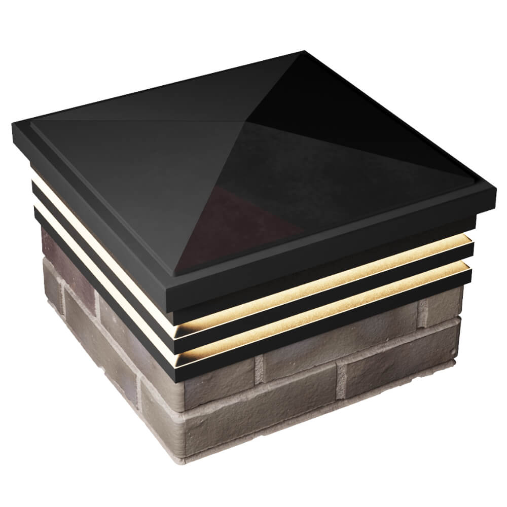 Колпак Zking Бона ХайТек Черный на столб 1.5х1.5 кирпича (385х385мм) с подсветкой в Раменском фото