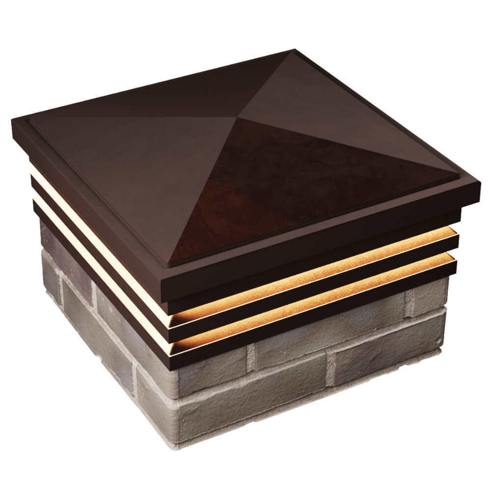 Колпак Zking Бона ХайТек Коричневый на столб 1.5х1.5 кирпича (385х385мм) с подсветкой в Раменском фото