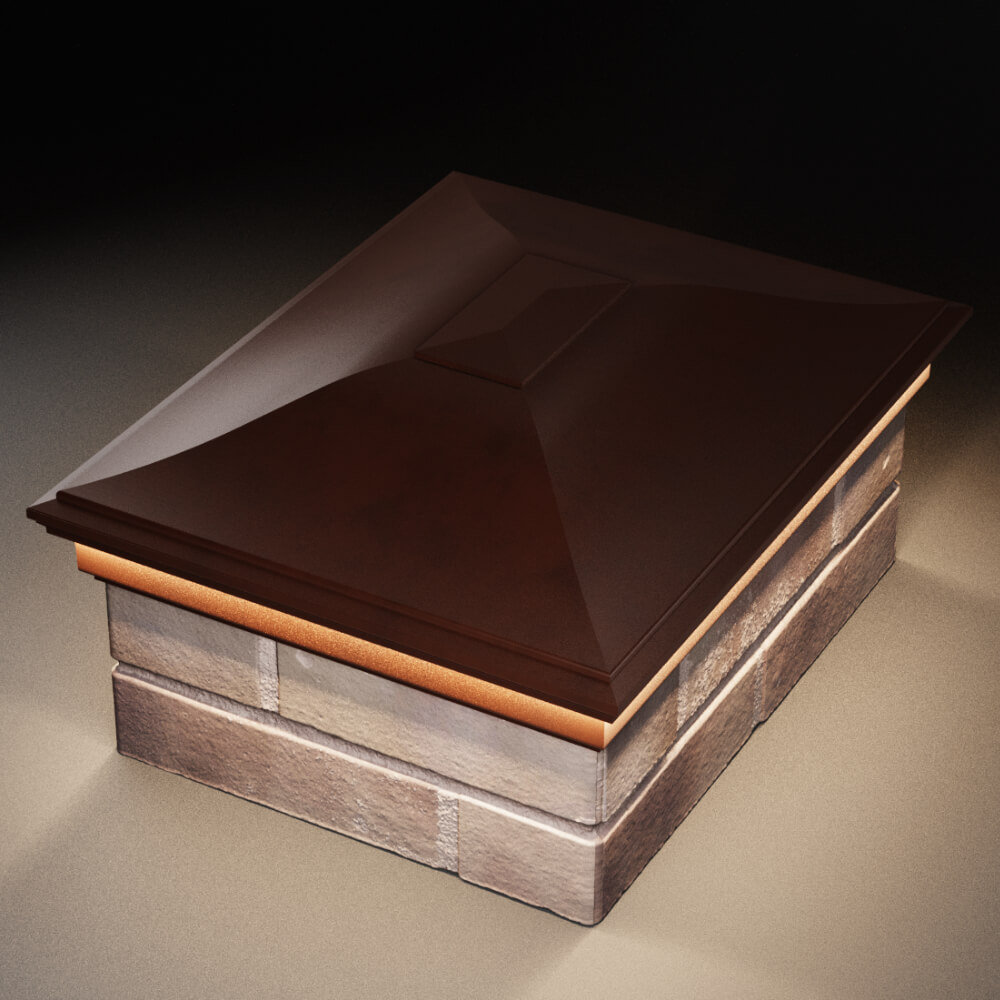 Колпак Zking Монблан Коричневый на столб 2х1.5 кирпича (515х385мм) c подсветкой в Раменском фото