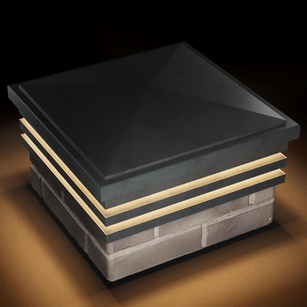 Колпак Zking Бона ХайТек Серый на столб 1.5х1.5 кирпича (385х385мм) с подсветкой в Раменском фото