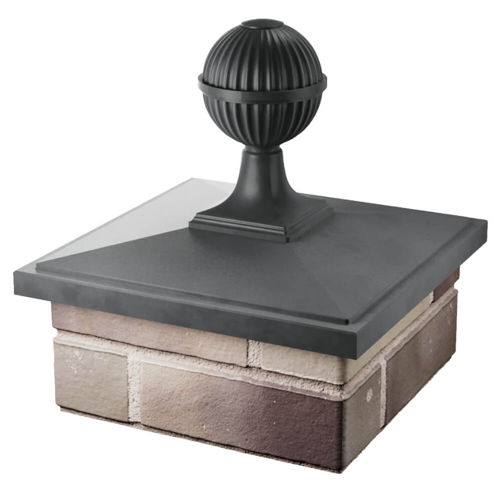 Колпак Zking БонаМоно Серый с шаром на столб 1.5х1.5 кирпича (385х385, 400х400мм) в сборе в Раменском фото