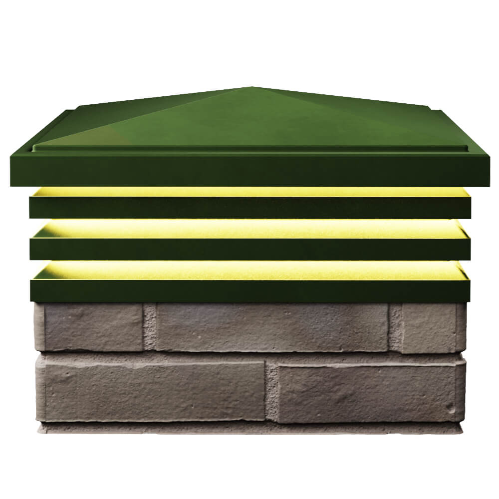 Колпак Zking Бона ХайТек Зеленый на столб 1.5х1.5 кирпича (385х385мм) с подсветкой в Раменском фото