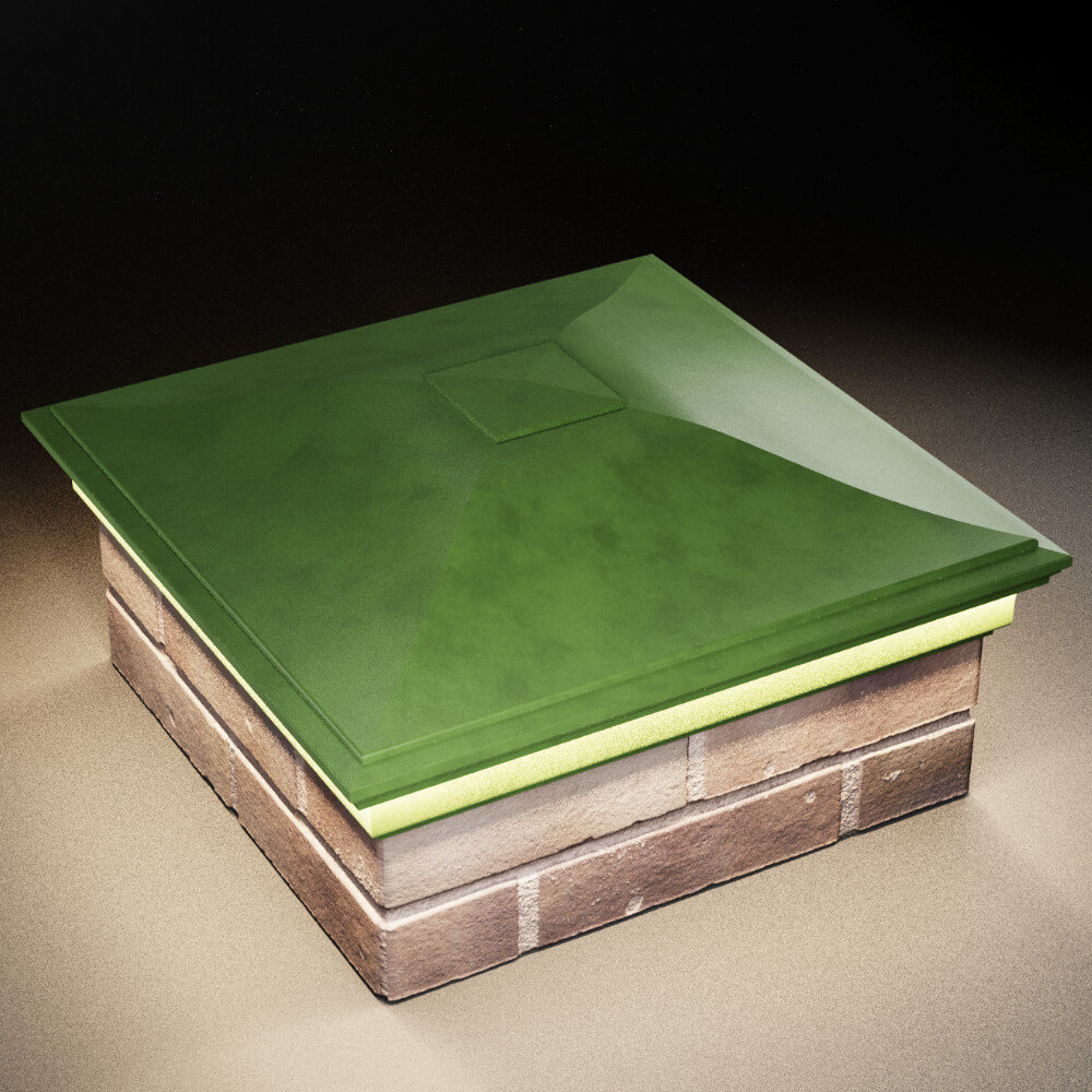 Колпак Zking Монблан Зеленый на столб 2х2 кирпича (515х515мм) c подсветкой в Раменском фото