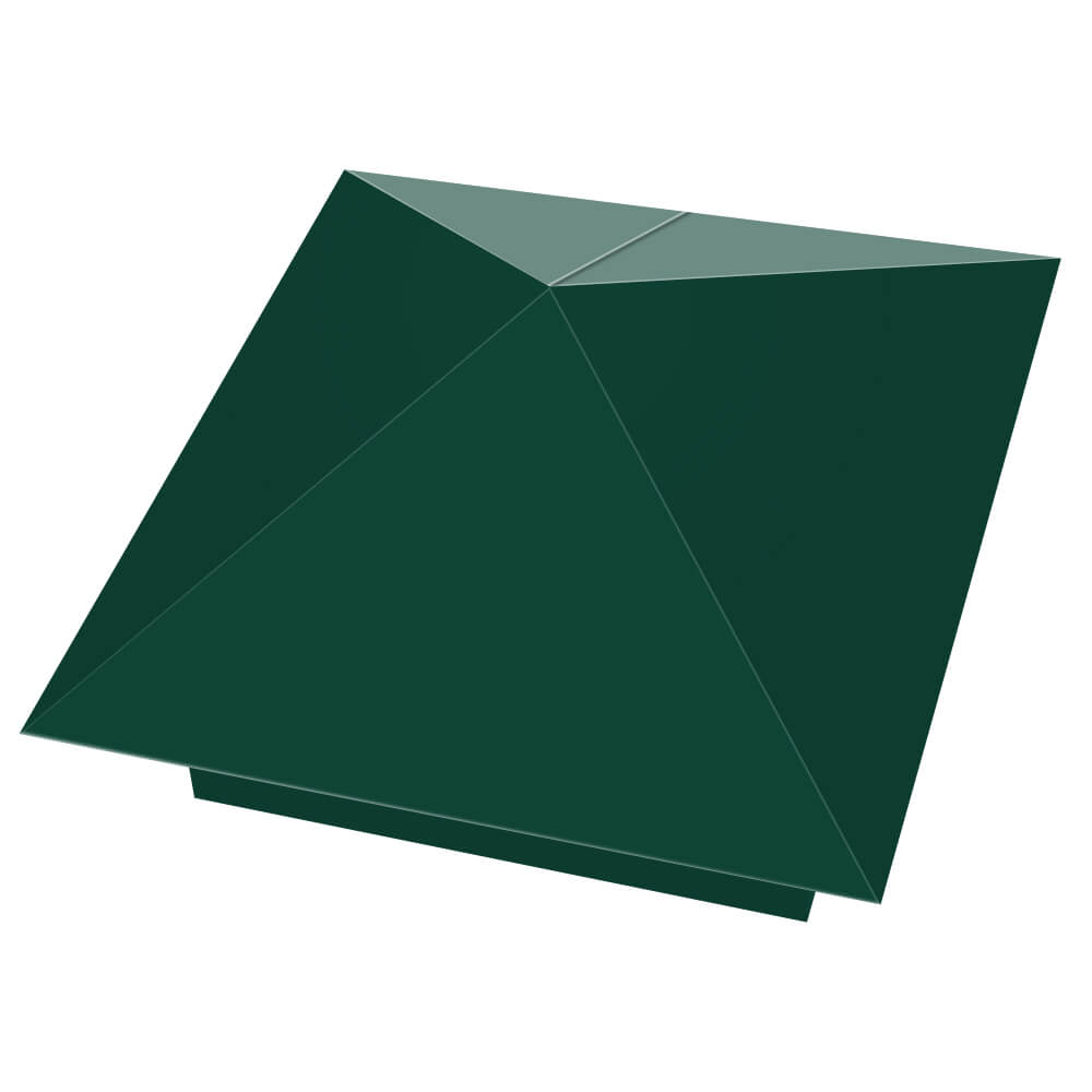 Колпак металлический 390х390мм RAL6005 Зеленый Мох заборный Раменское фото