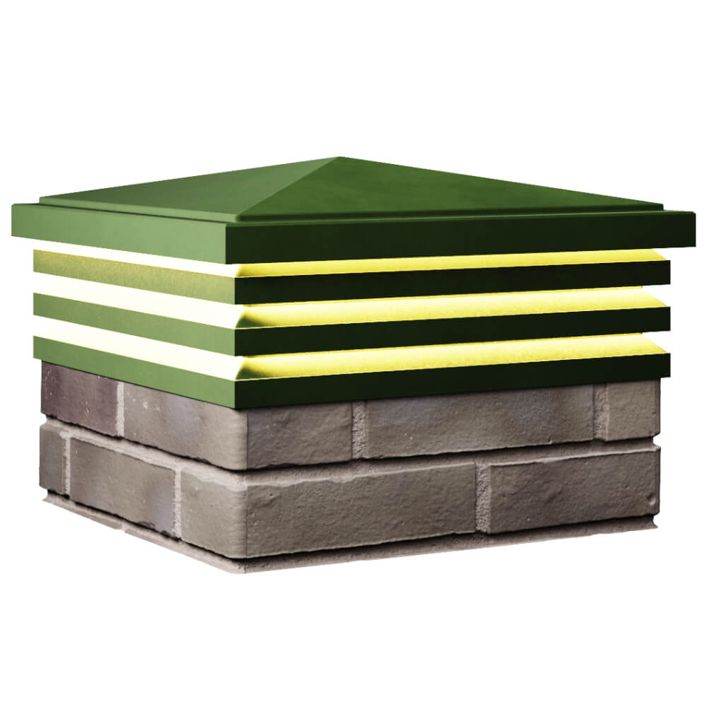 Колпак Zking Бона ХайТек Зеленый на столб 1.5х1.5 кирпича (385х385мм) с подсветкой в Раменском фото