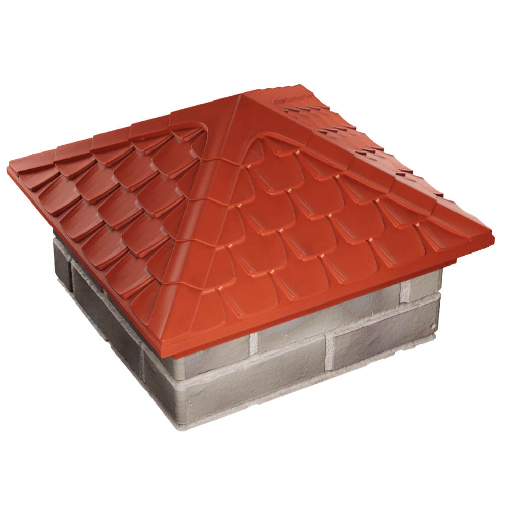 Колпак Zking Эльбрус Красный на столб 1.5х1.5 кирпича (385х385мм) в Раменском фото