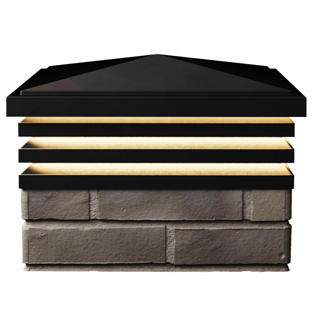 Колпак Zking Бона ХайТек Черный на столб 1.5х1.5 кирпича (385х385мм) с подсветкой в Раменском фото