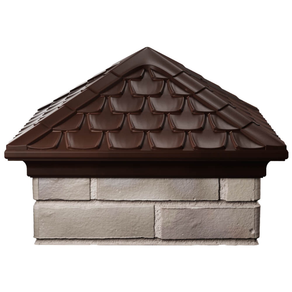 Колпак Zking Эльбрус Коричневый на столб 1.5х1.5 кирпича (385х385мм) Раменское фото