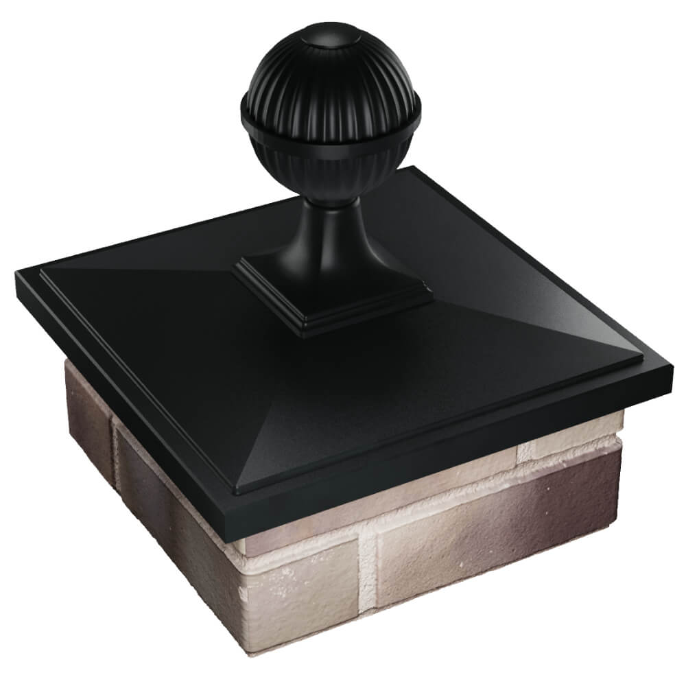 Колпак Zking БонаМоно Черный с шаром на столб 1.5х1.5 кирпича (385х385, 400х400мм) в сборе в Раменском фото