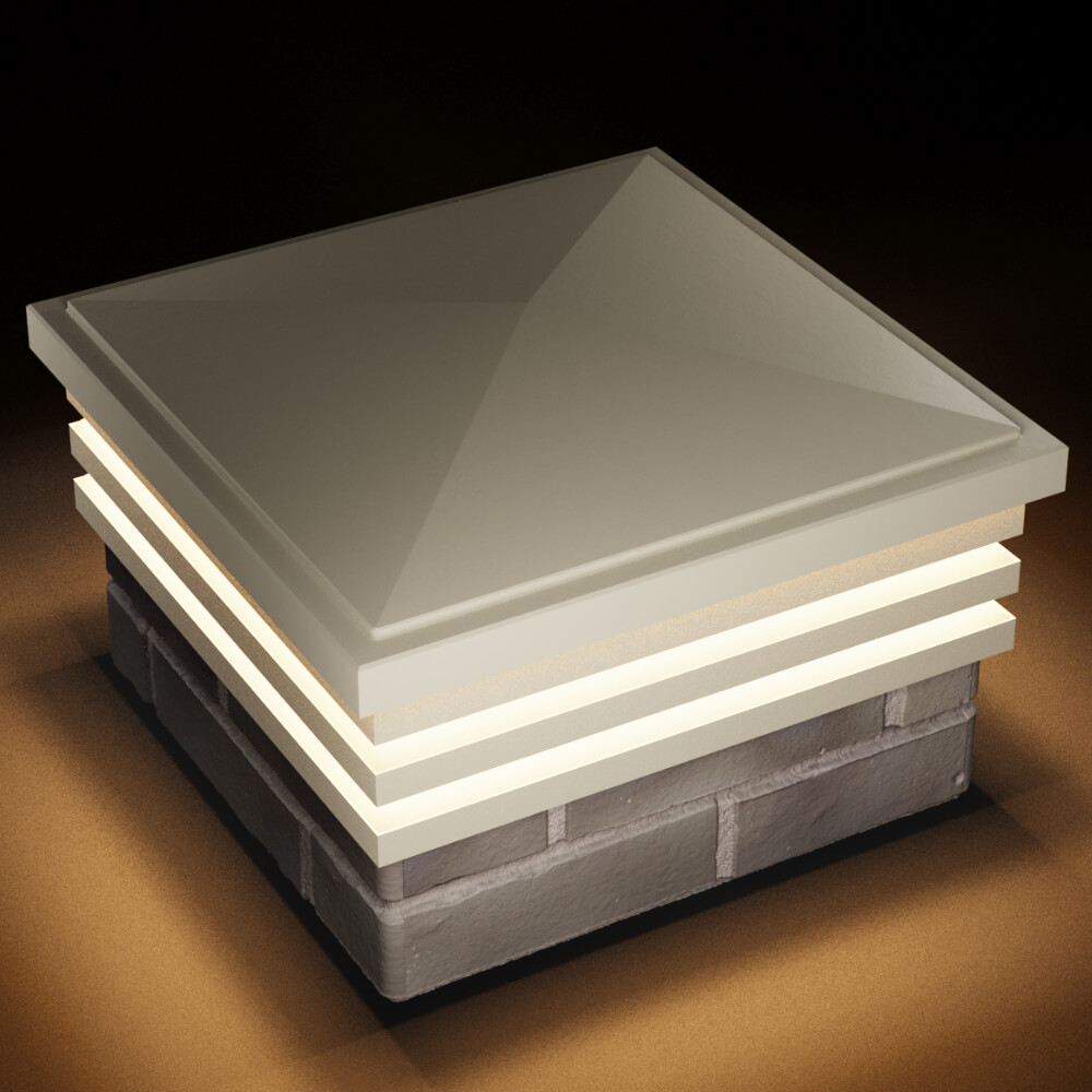 Колпак Zking Бона ХайТек Бежевый на столб 1.5х1.5 кирпича (385х385мм) с подсветкой в Раменском фото