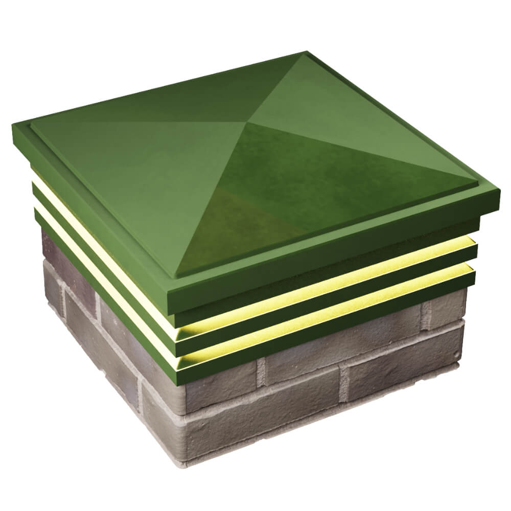 Колпак Zking Бона ХайТек Зеленый на столб 1.5х1.5 кирпича (385х385мм) с подсветкой в Раменском фото