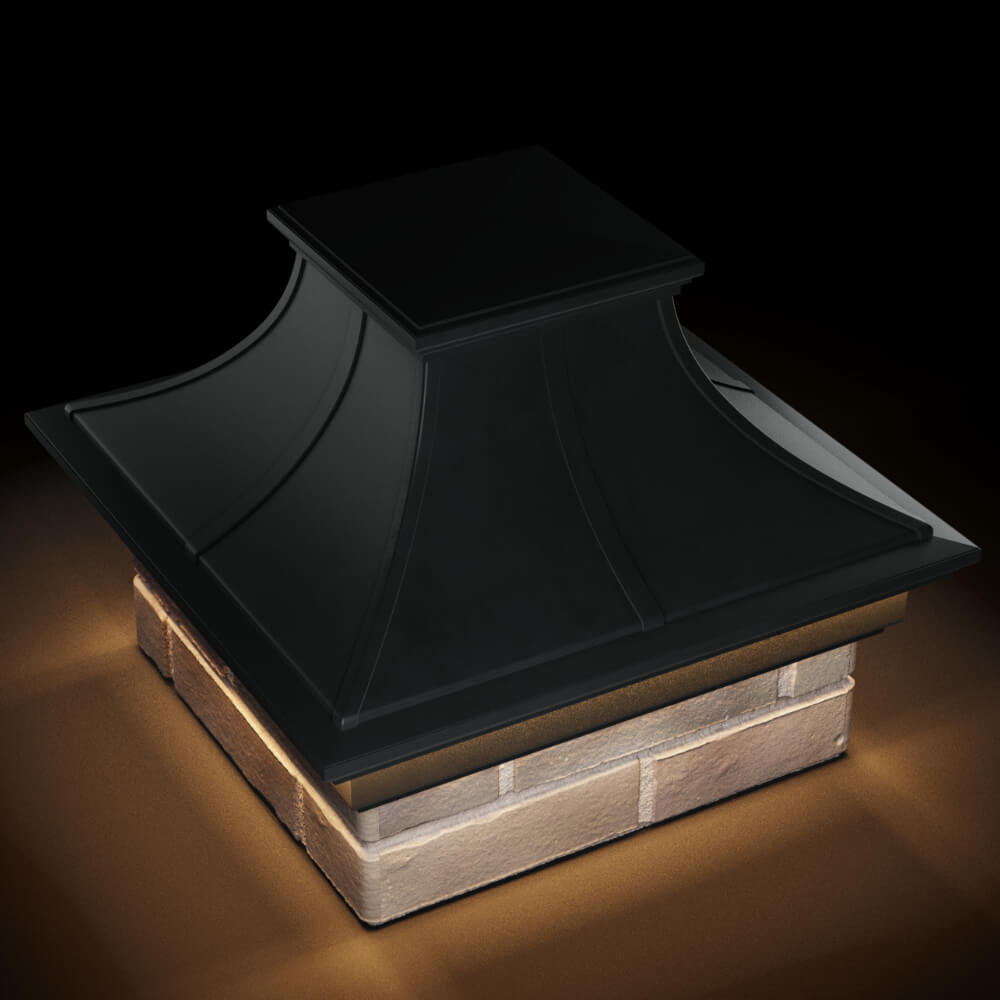 Колпак Zking Монблан Премиум Черный на столб 1.5х1.5 кирпича (385х385мм) с подсветкой в Раменском фото