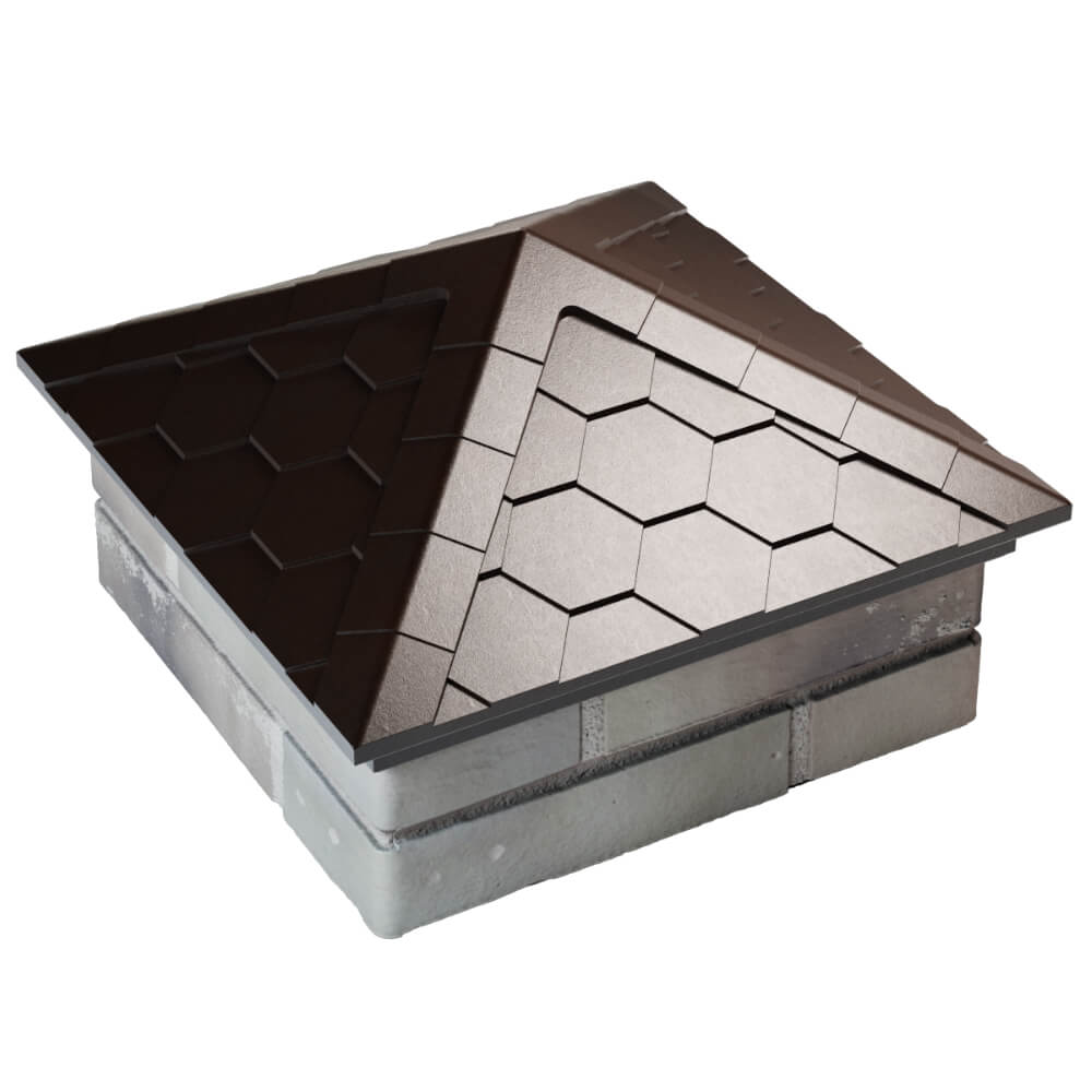 Колпак Zking Эверест Коричневый на столб 1.5х1.5 кирпича (390х390мм) в Раменском фото