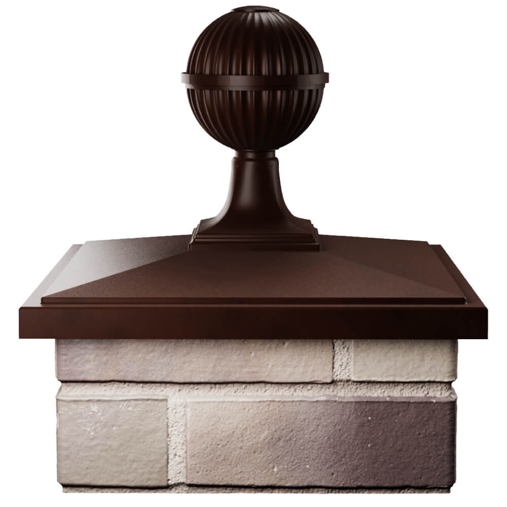 Колпак Zking БонаМоно Коричневый с шаром на столб 1.5х1.5 кирпича (385х385, 400х400мм) в сборе Раменское фото