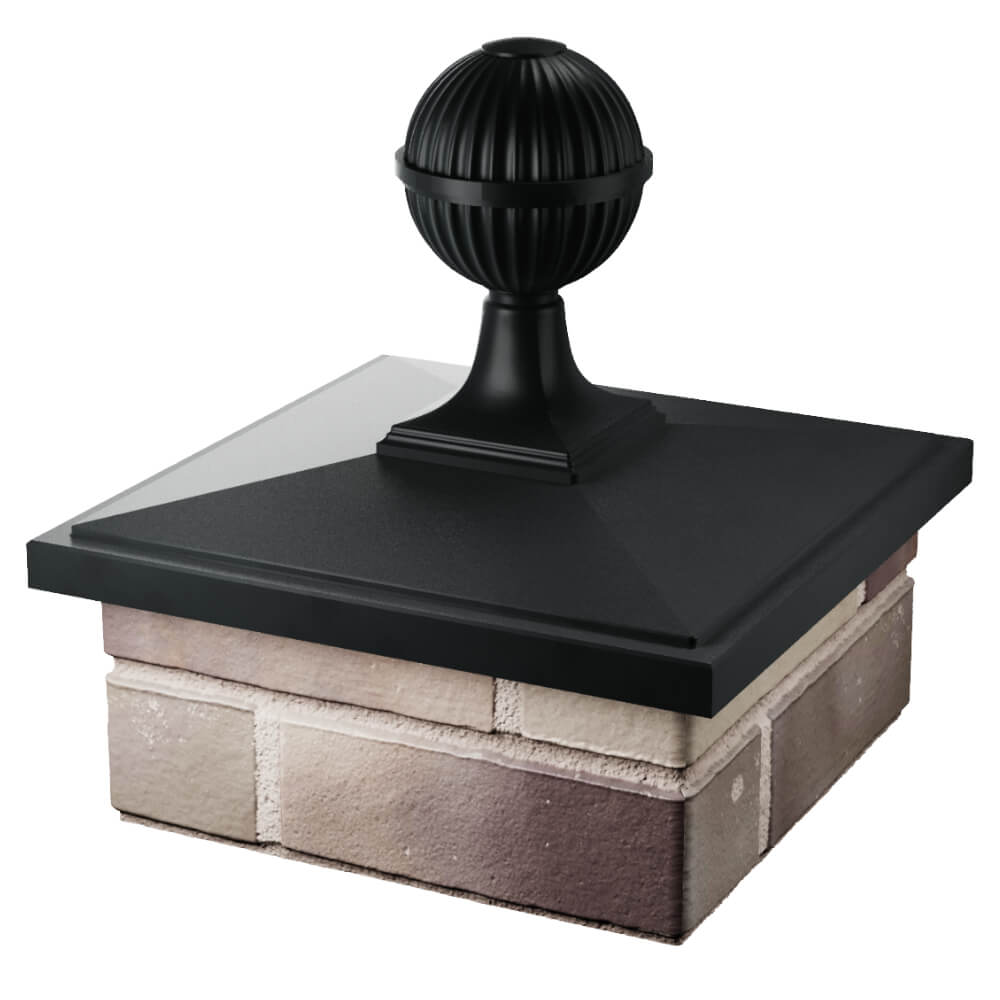 Колпак Zking БонаМоно Черный с шаром на столб 1.5х1.5 кирпича (385х385, 400х400мм) в сборе в Раменском фото
