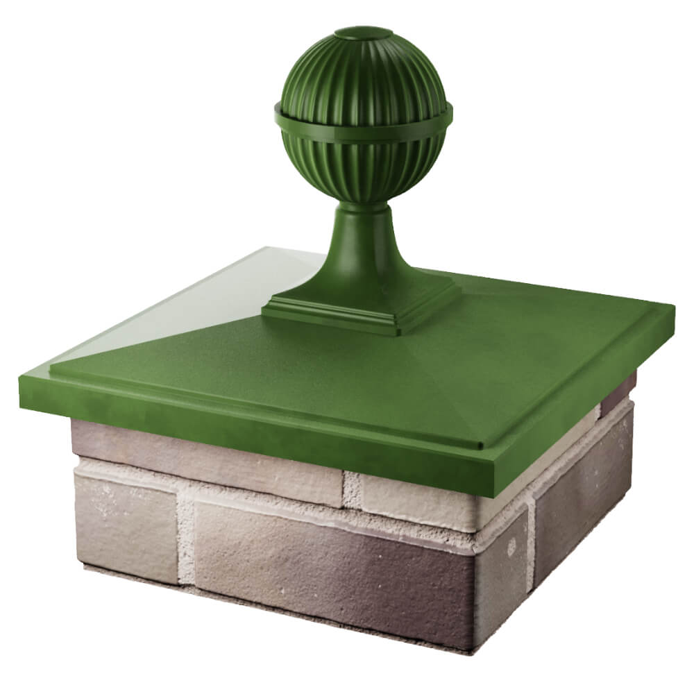 Колпак Zking БонаМоно Зеленый с шаром на столб 1.5х1.5 кирпича (385х385, 400х400мм) в сборе в Раменском фото