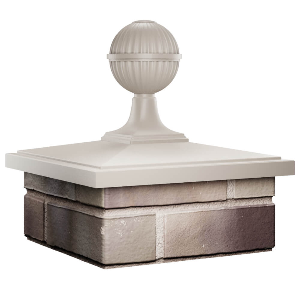 Колпак Zking БонаМоно Бежевый с шаром на столб 1.5х1.5 кирпича (385х385, 400х400мм) в сборе в Раменском фото