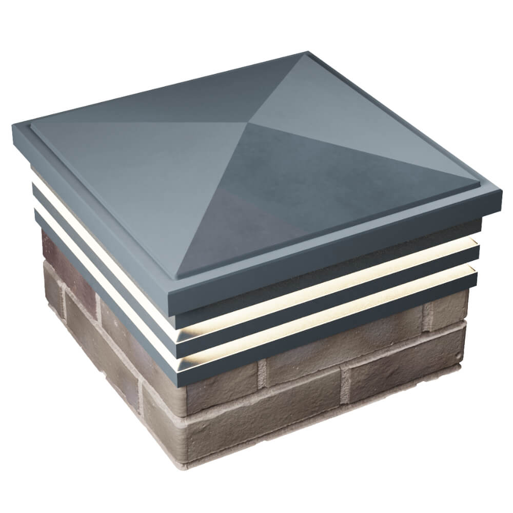 Колпак Zking Бона ХайТек Серый на столб 1.5х1.5 кирпича (385х385мм) с подсветкой в Раменском фото