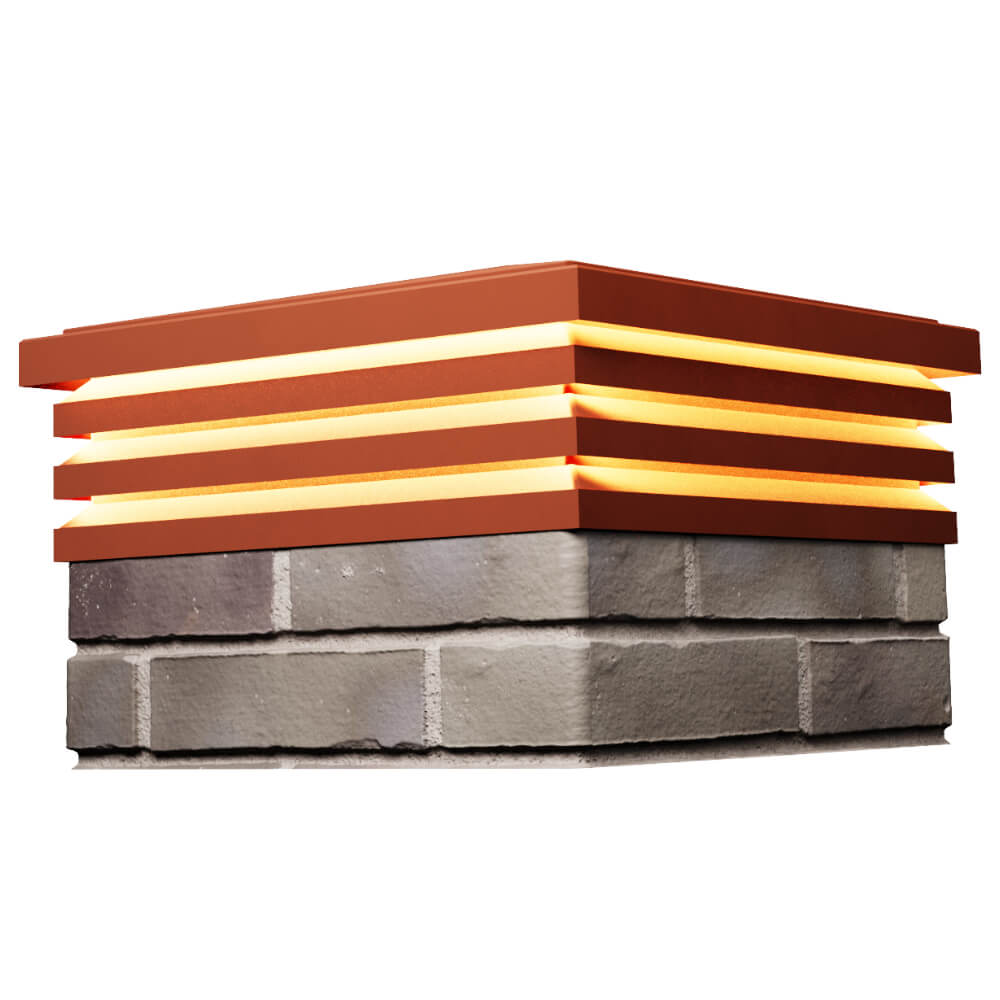 Колпак Zking Бона ХайТек Красный на столб 1.5х1.5 кирпича (385х385мм) с подсветкой в Раменском фото