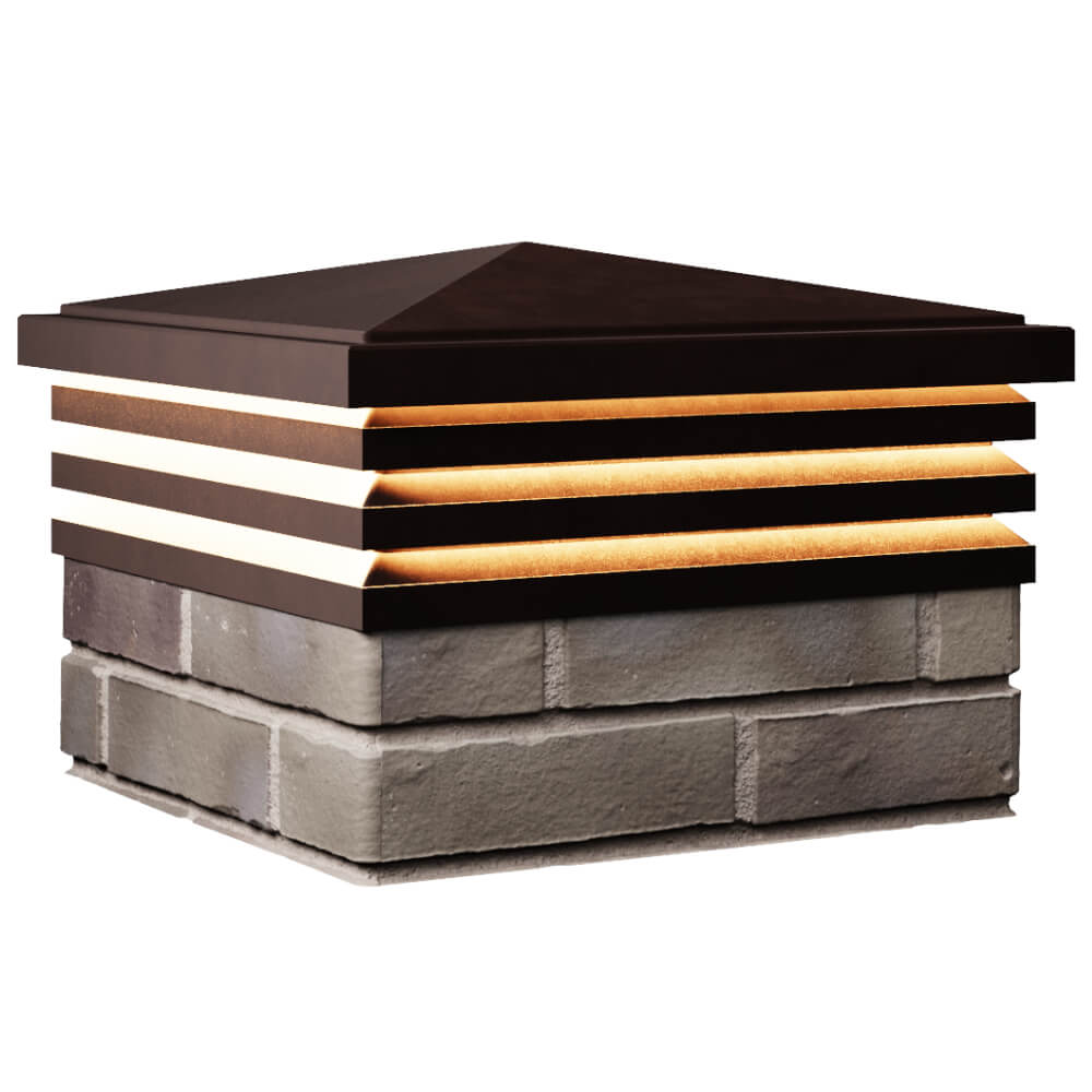 Колпак Zking Бона ХайТек Коричневый на столб 1.5х1.5 кирпича (385х385мм) с подсветкой в Раменском фото