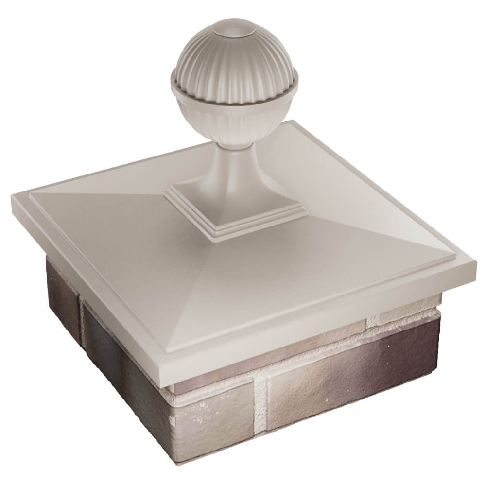 Колпак Zking БонаМоно Бежевый с шаром на столб 1.5х1.5 кирпича (385х385, 400х400мм) в сборе в Раменском фото
