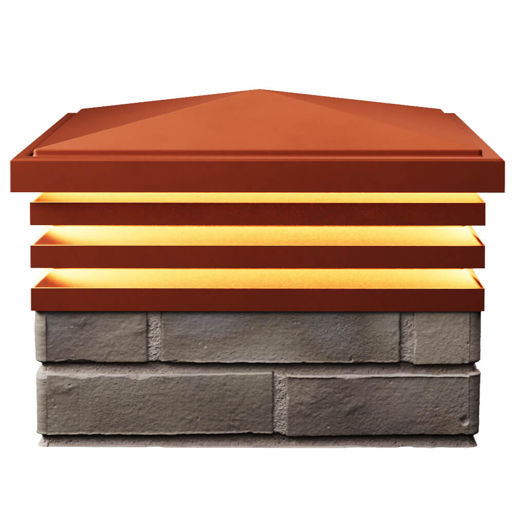 Колпак Zking Бона ХайТек Красный на столб 1.5х1.5 кирпича (385х385мм) с подсветкой в Раменском фото