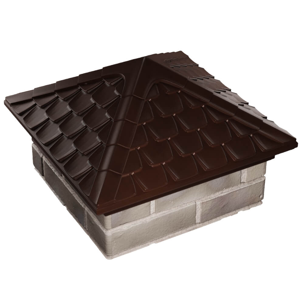 Колпак Zking Эльбрус Коричневый на столб 1.5х1.5 кирпича (385х385мм) в Раменском фото