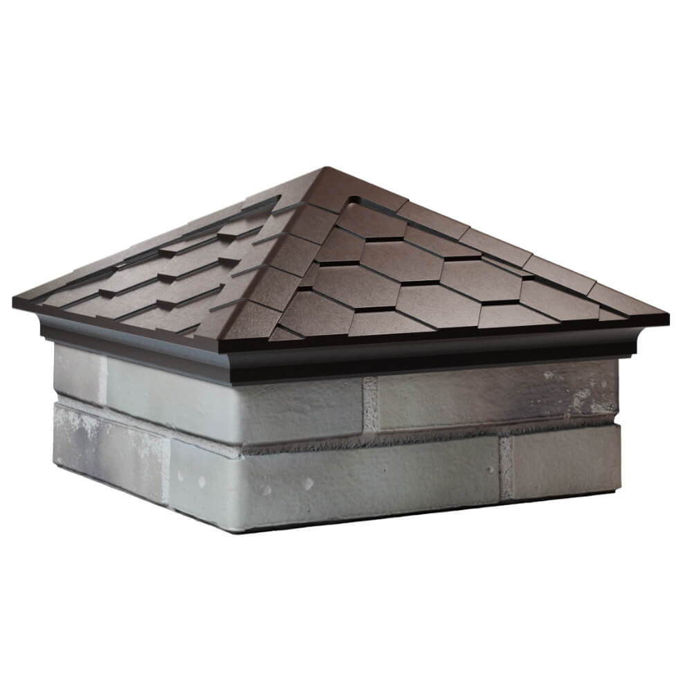 Колпак Zking Эверест Коричневый на столб 1.5х1.5 кирпича (390х390мм) в Раменском фото