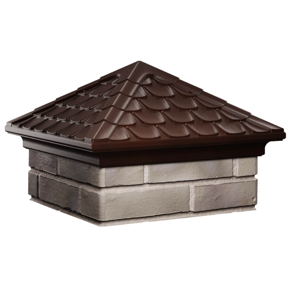 Колпак Zking Эльбрус Коричневый на столб 1.5х1.5 кирпича (385х385мм) в Раменском фото