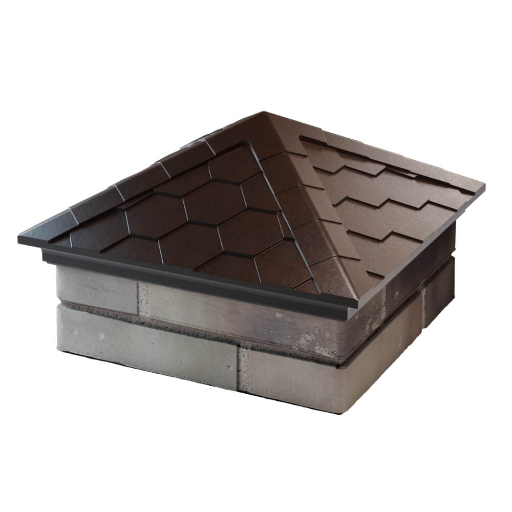 Колпак Zking Эверест Коричневый на столб 1.5х1.5 кирпича (390х390мм) в Раменском фото