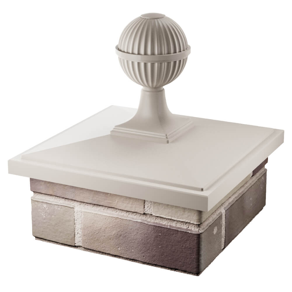 Колпак Zking БонаМоно Бежевый с шаром на столб 1.5х1.5 кирпича (385х385, 400х400мм) в сборе в Раменском фото